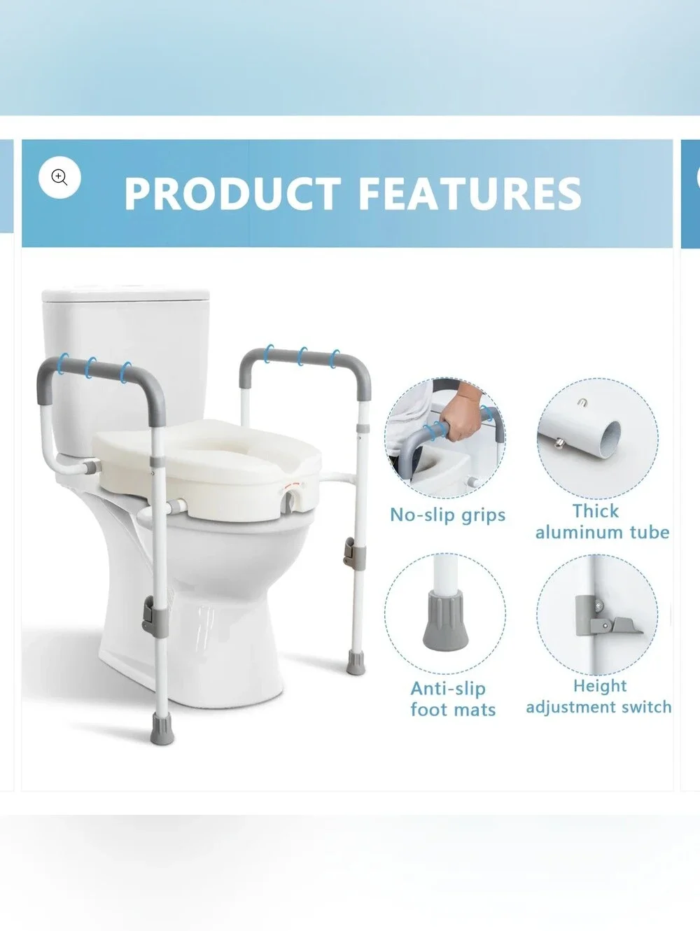 WeHwupe Raised Toiler Seat With Handles For Elderly.